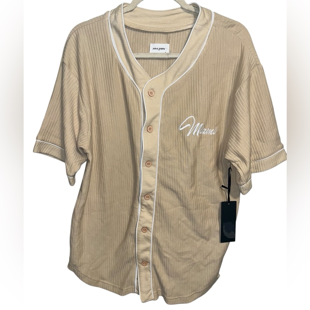 Public Supply NYC Miami Button Shirt Ribbed Baseball Style NWT Small